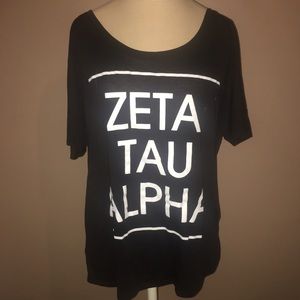 ZTA Zeta Tau Alpha Slouch Black Tee Shirt