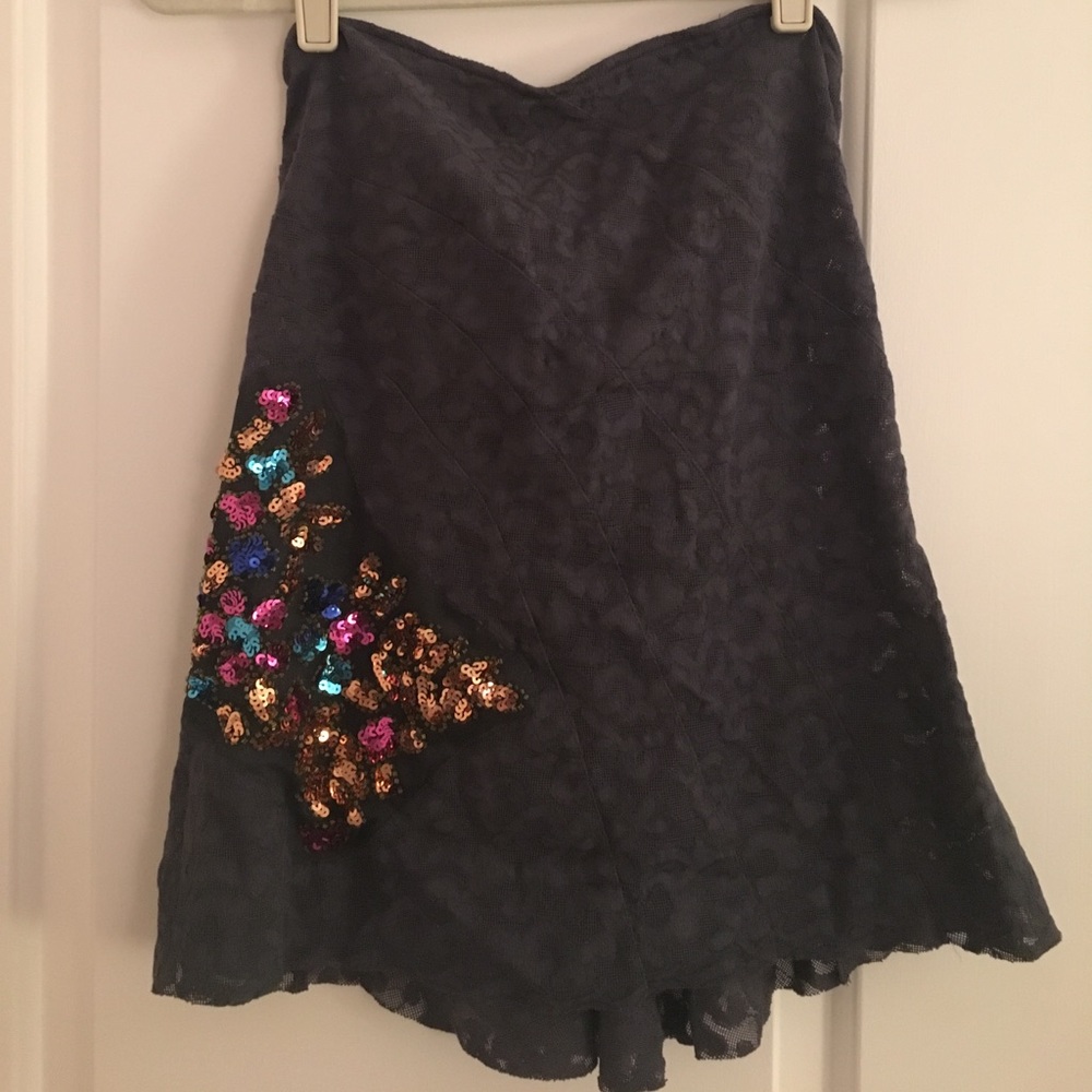 Free People grey sequin tube top w/ gold ribbon