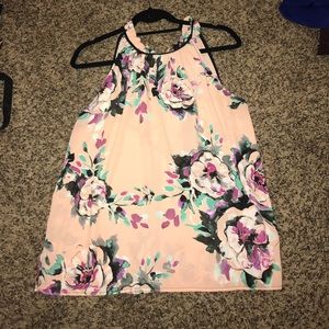 floral print halter neck tank