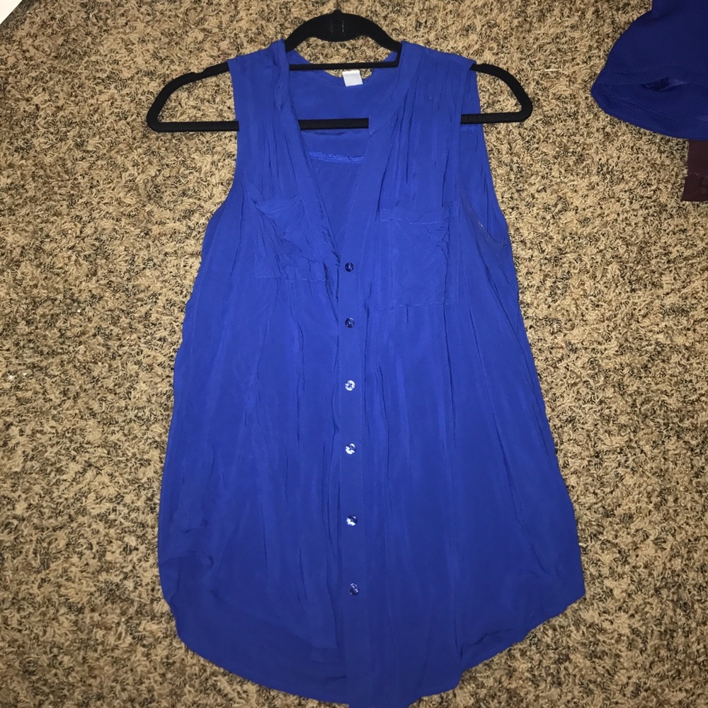 royal blue button down tank top