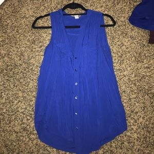 royal blue button down tank top