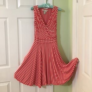 Stretchy Pink & White Stripped Dress
