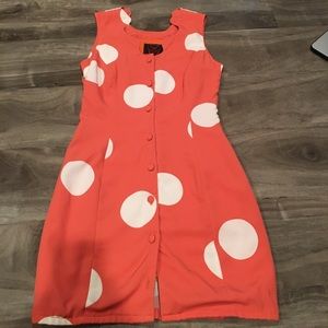 orange dress with white dots