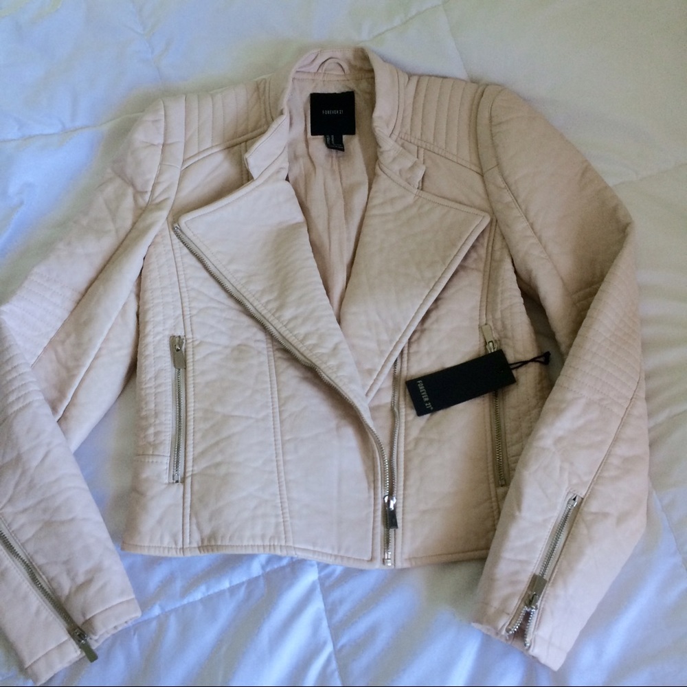 Blush pink leather jacket