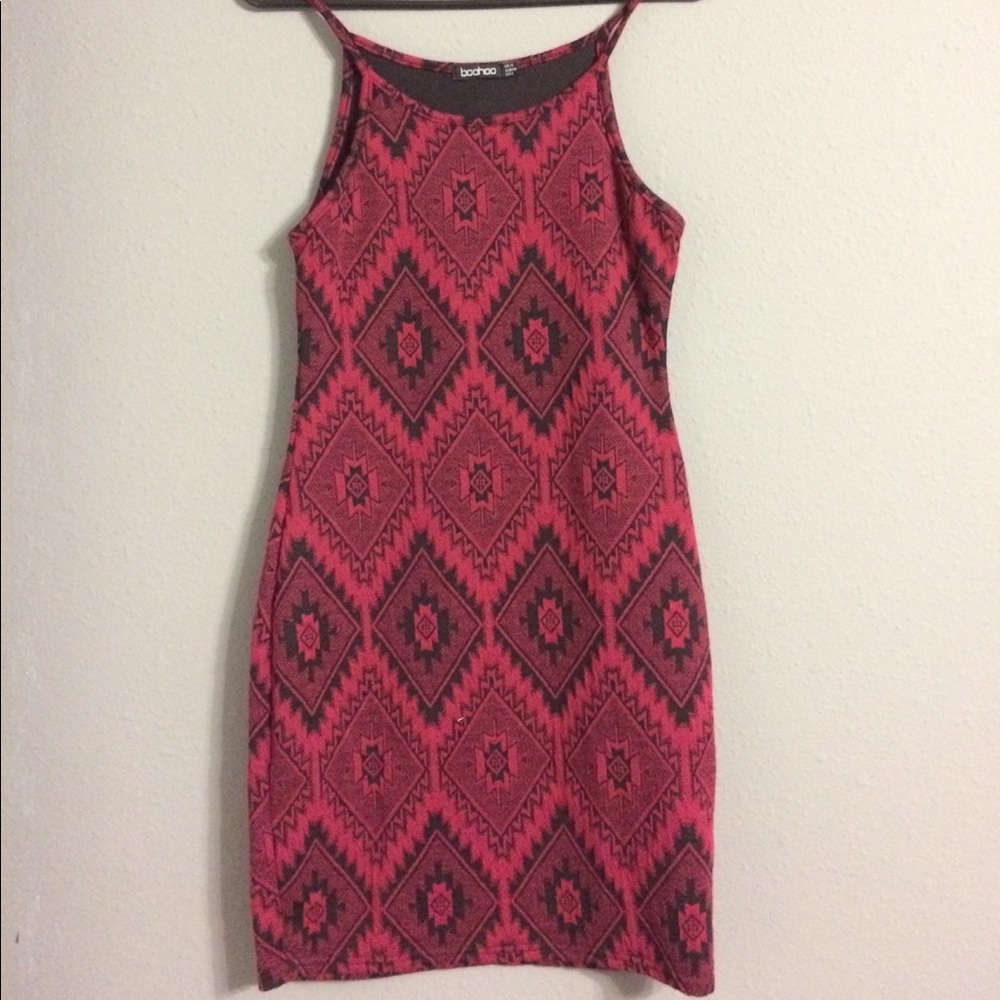 Red and black bodycon dress