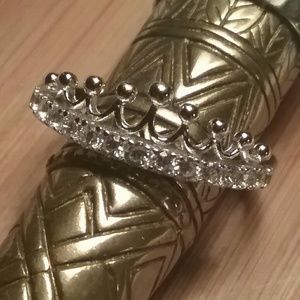 Solid sterling silver crown ring size 10