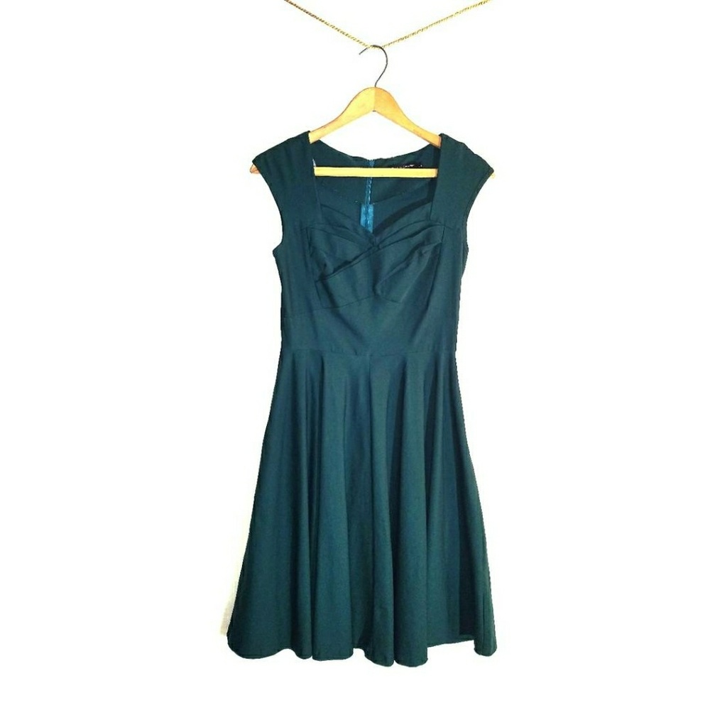 50s Style Dark Green Dress