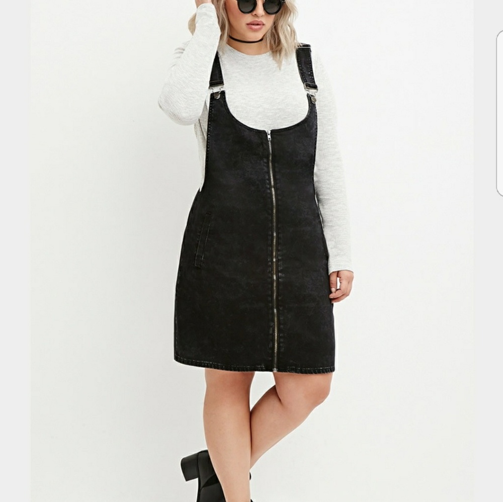 NWT Forever 21 Plus Zip Front Overall Dress