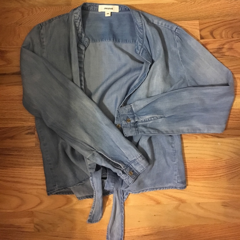 Denim cotton top with a tie