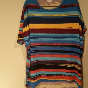 GUC Med Lularoe Irma Tunic in 90s Stripe Print