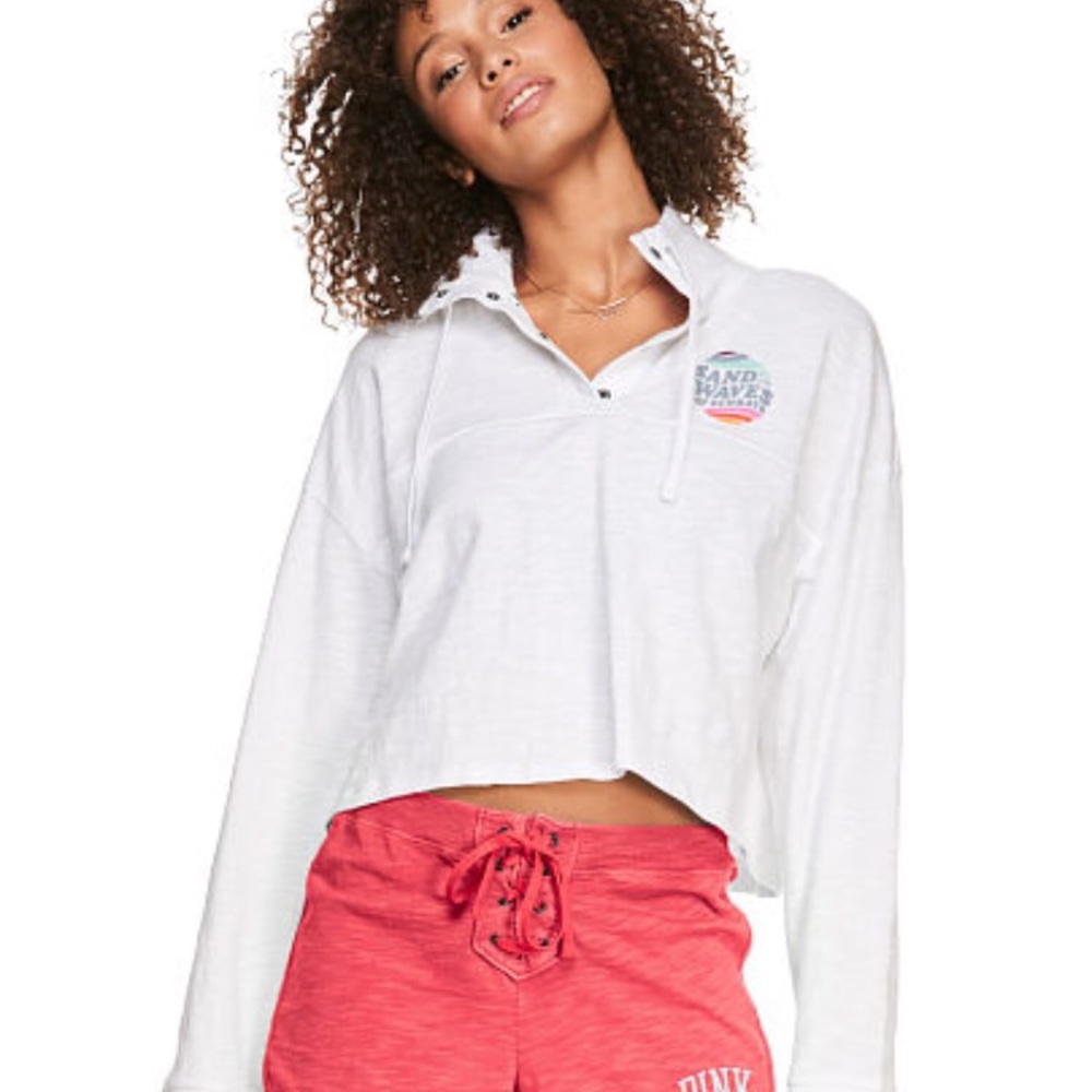 VS Pink Cropped Quarter Snap Pullover
