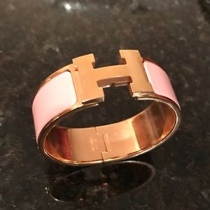 Hermes Clic Clac Wide PM, Rose Gold and Pink