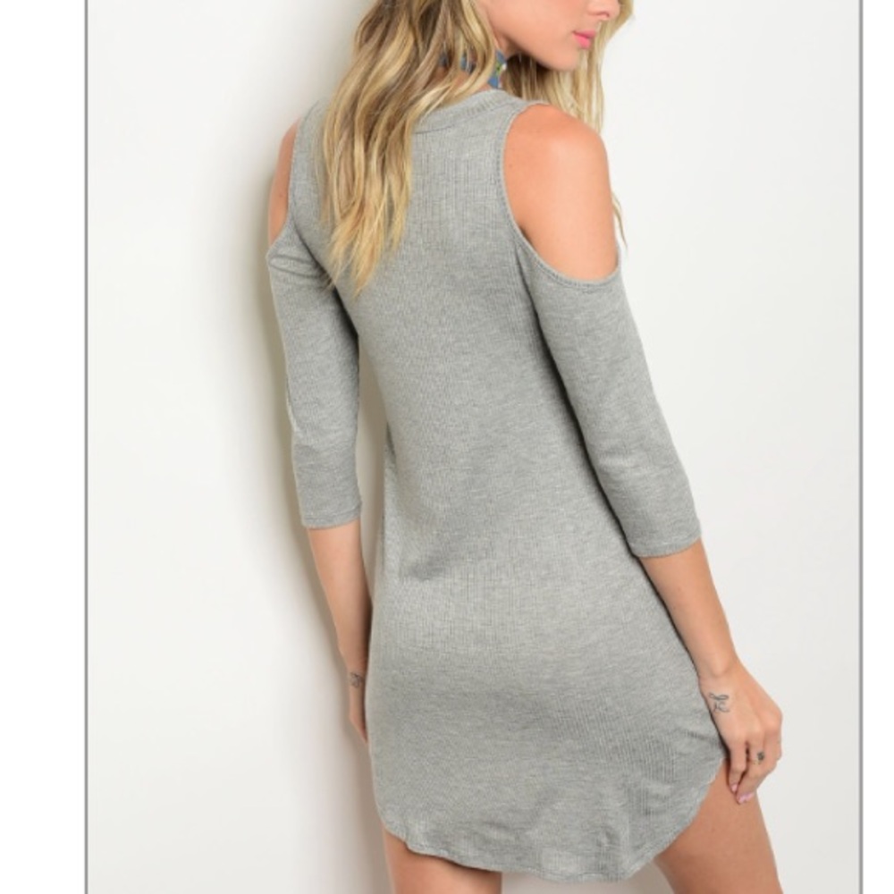 Gray cold-shoulder dress, NWT - Picture 2 of 2
