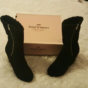 FAUX FUR SUEDE WEDGE  BOOTIES BY JUICY COUTURE