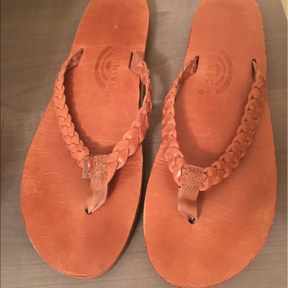 Rainbow Braided Flip Flops Size 8