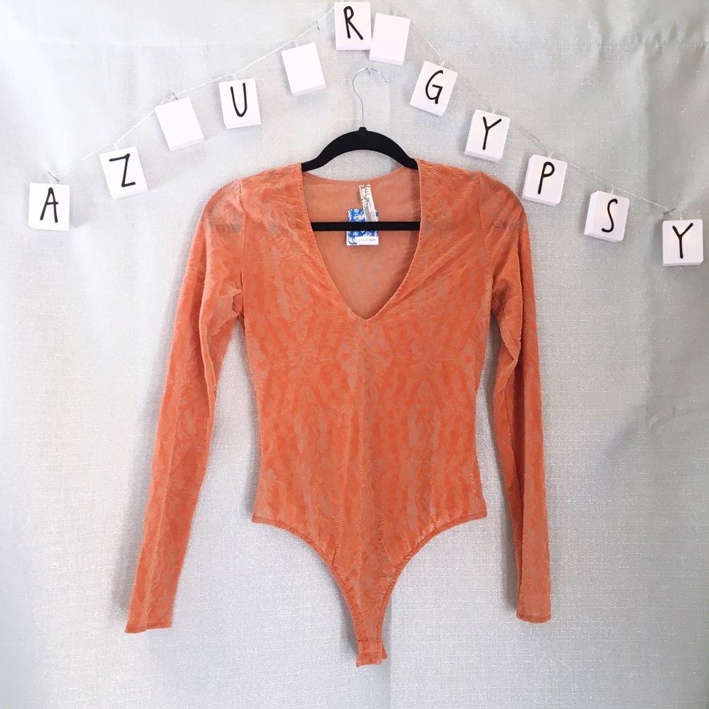 ✨Burnt Orange Free People Mesh Bodysuit✨