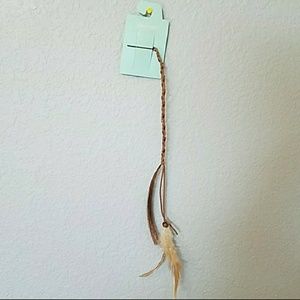 Brown Suede Braided Feather Hair Bobby Pin