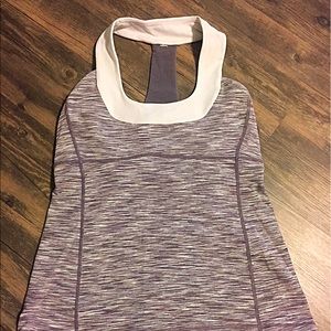 Lululemon gray and white scoop neck tank