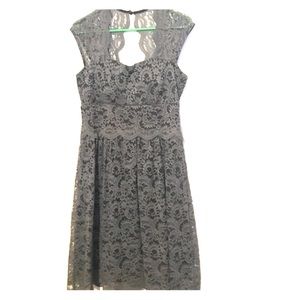Grey keyhole lace cocktail dress