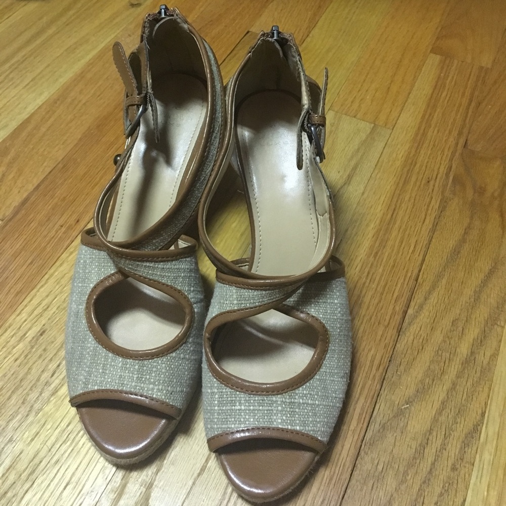 Brown wedge sandals