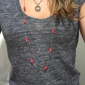 J crew red and gold necklace