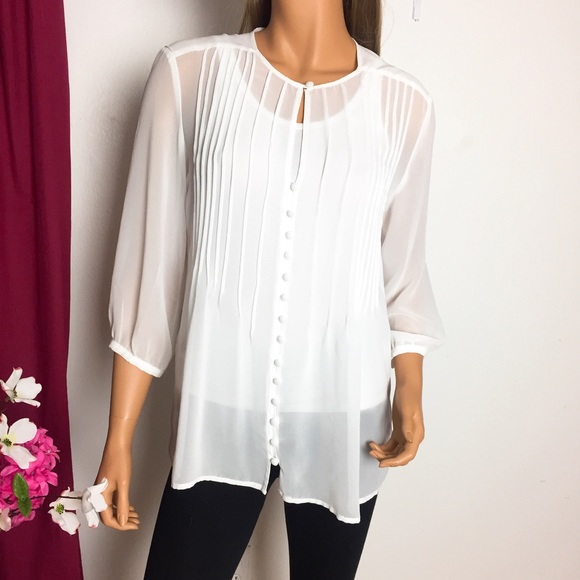 New York & Company Tops - NY&Co bright white sheer chiffon blouse