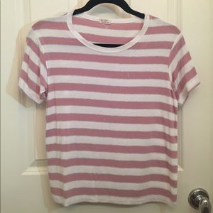 John Gaft Faded Pink & White Striped Comfy Tee
