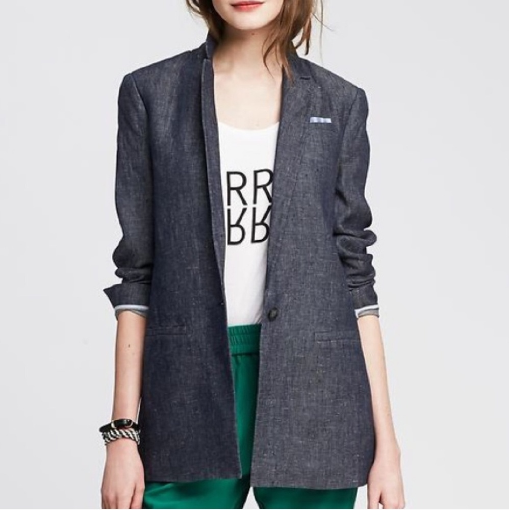 Banana Republic Chambray Boyfriend Blazer NWT
