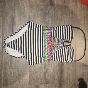 Striped one piece bathing suit