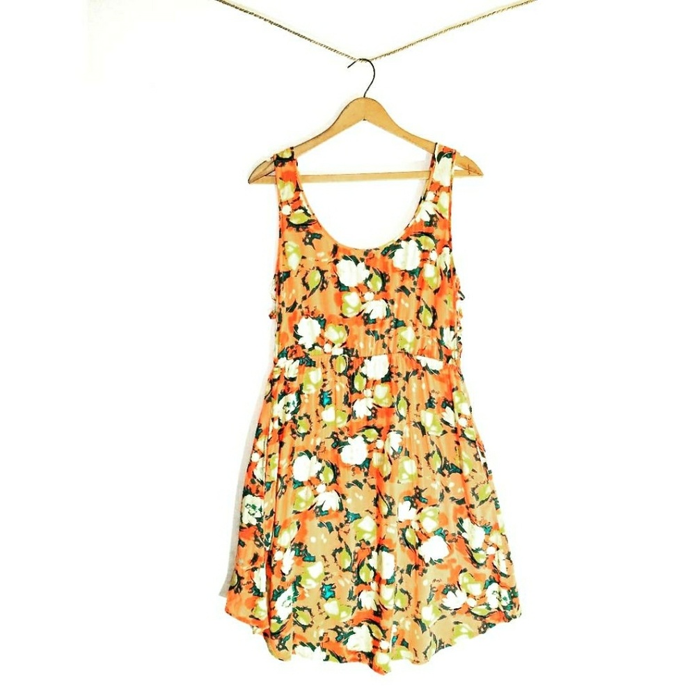 Orange Floral Summer Dress