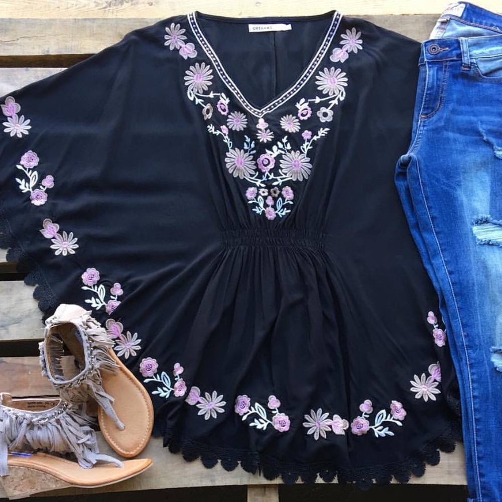 Brand New Southern Fried Chics Poncho Style Top