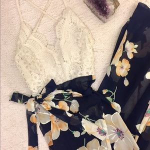 Lace and chiffon high-low dress