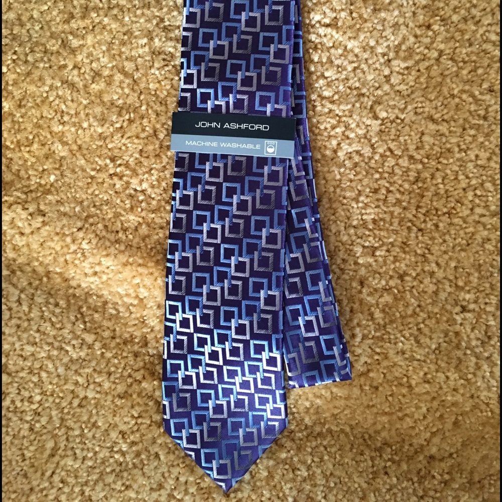 Brand New John Ashford Tie.  Blue and Grey.
