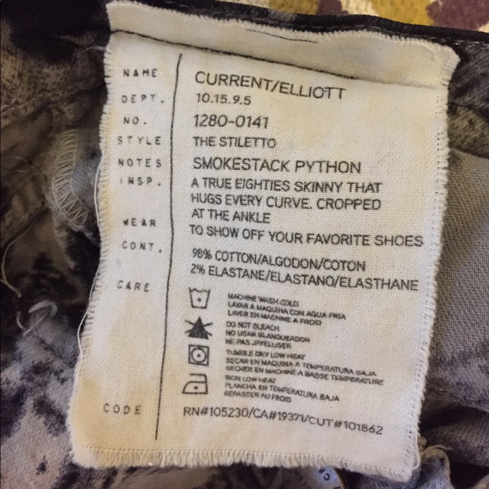 Current Elliott Python Ankle Pant Sz 27 - image 5