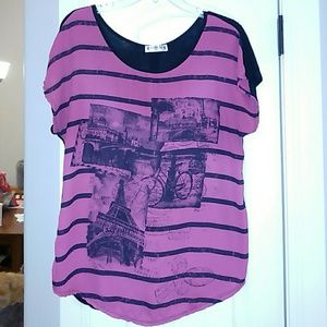 Pink and black blouse