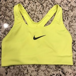 Nike Pro Classic Swoosh Sports Bra Yellow Small