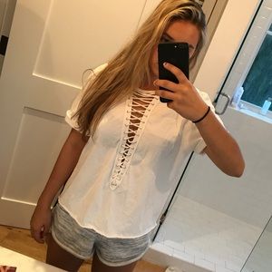 LF white lace up tshirt