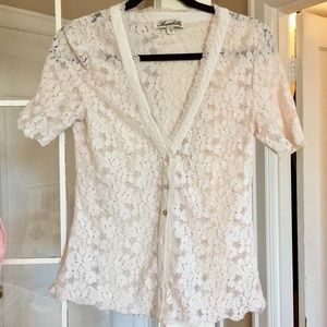 Cream lace button blouse