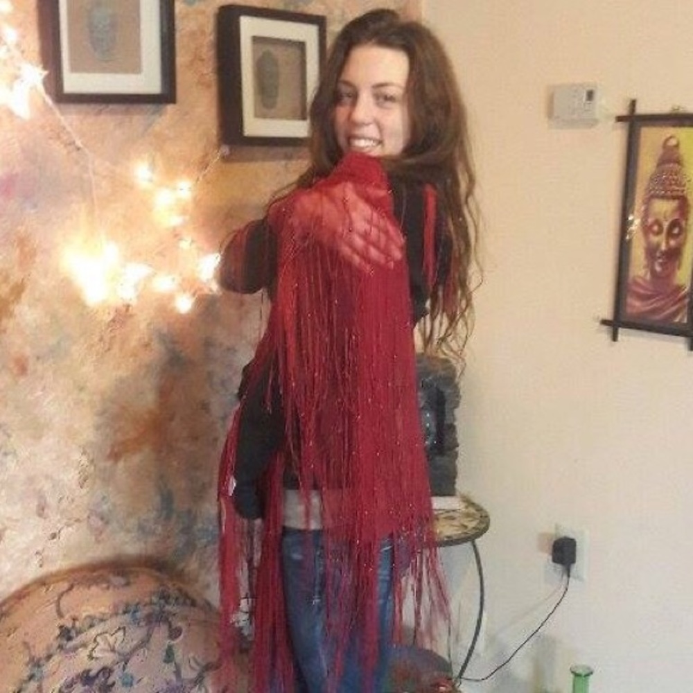 Red tassel scarf