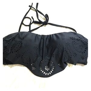 Fun flirty black eyelet print bikini top
