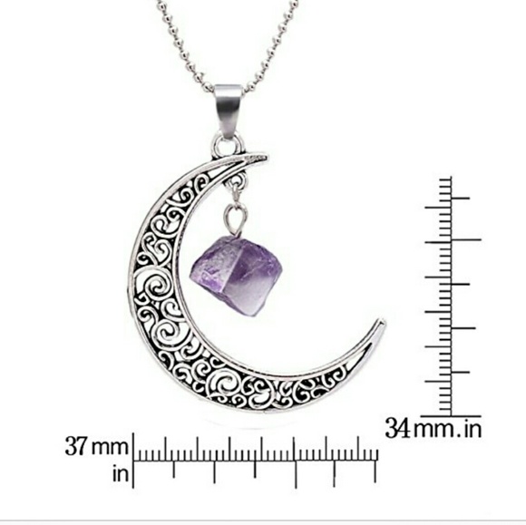 T4A NEW Amethyst Silver Crescent Necklace - Picture 3 of 4