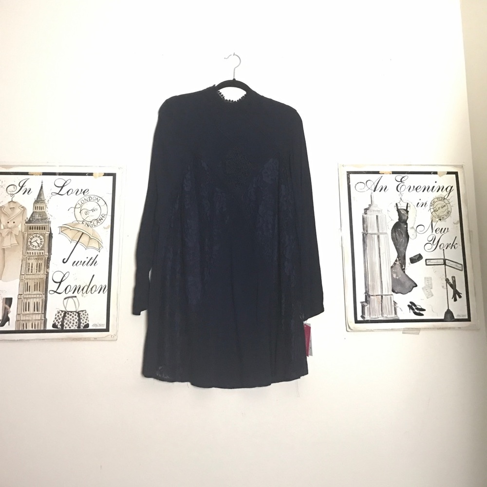 Nautical Navy Victorian Inspired Lace Dress