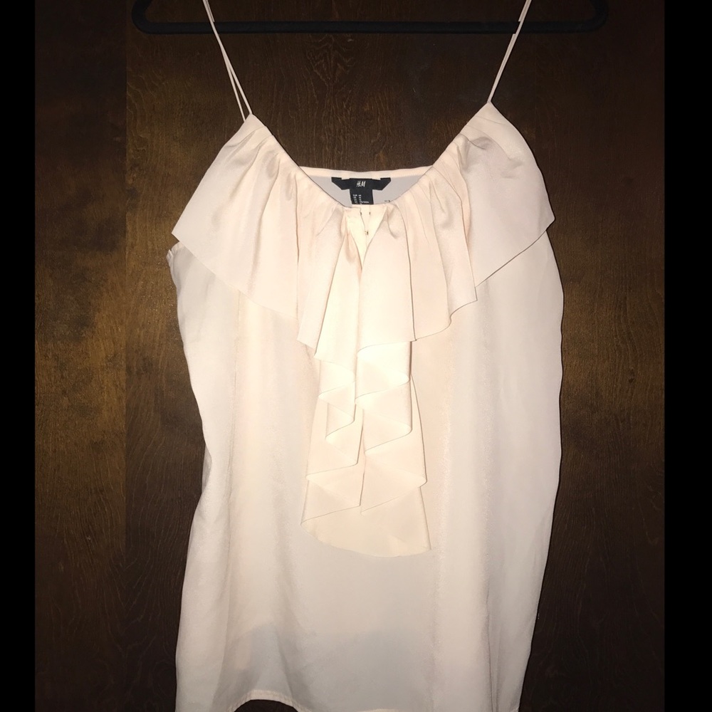 H&M blush tank top blouse with ruffle detail