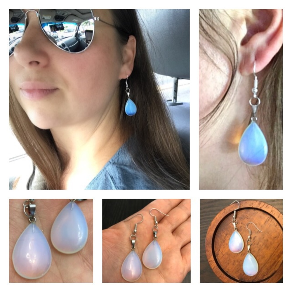 New💙💎Beautiful Opal Earrings💎💙Teardrop Dangle - Picture 1 of 7