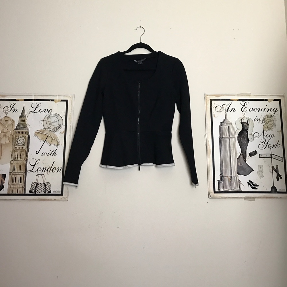 Black and White Armani Exchange A-Line Crop Jacket