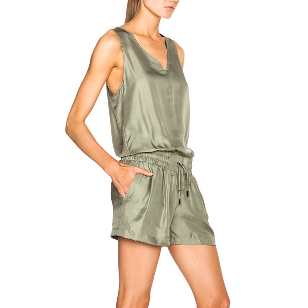 NWOT rag & bone silk twill elisa romper in vetvier