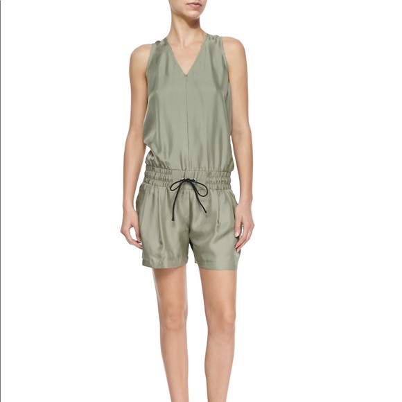 NWOT rag & bone silk twill elisa romper in vetvier - Picture 3 of 7