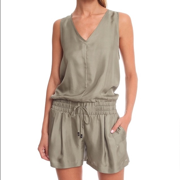 NWOT rag & bone silk twill elisa romper in vetvier - Picture 5 of 7