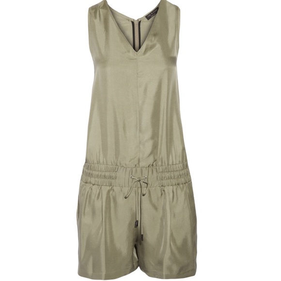 NWOT rag & bone silk twill elisa romper in vetvier - Picture 6 of 7