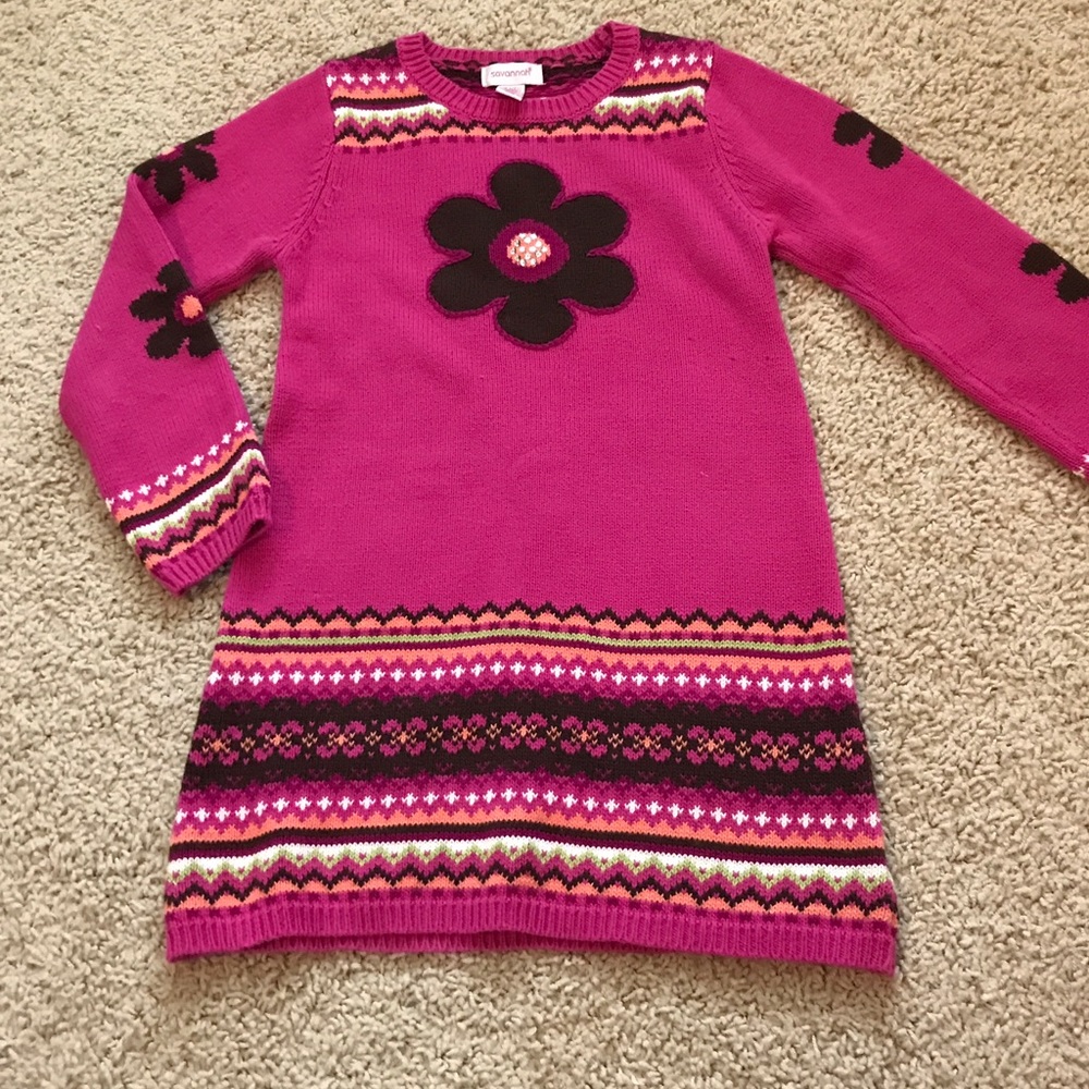 Pink Flower Sweater Dress